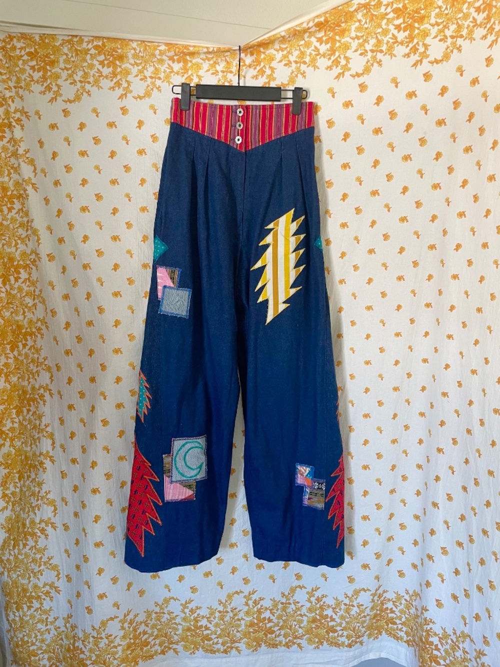 Upcycled Noah’s Flood Patchwork Pull On Jeans - Picture 4 of 8